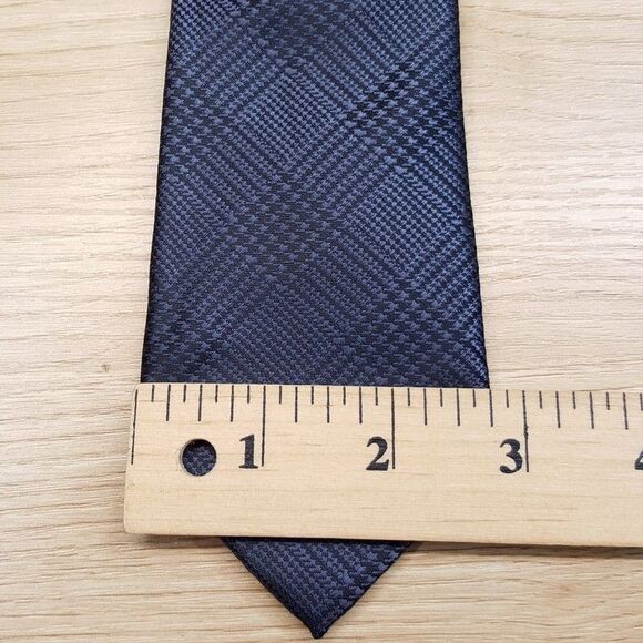 ALFANI Mens Neck Tie Black Gray Glen Plaid Houndstooth Check Plaid Modern - Picture 5 of 6